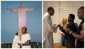 Virginia e Vini Jr. recebem bênção de padre no Cristo Redentor