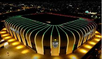 Arena MRV iluminada em homenagem ao RS. (Reprodução / Atlético)