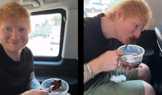 Ed Sheeran experimenta picanha brasileira