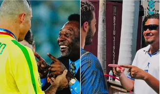 Nos EUA, Filho de Ronaldo e neto de Pelé recriam foto icônica do futebol: 'Nunca será esquecido'