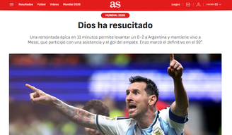 Jornais pelo mundo destacaram a atuação de Messi em meio à vitória da Argentina nas oitavas de final da Copa do Mundo