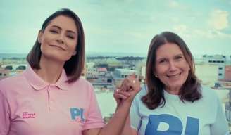 Michelle Bolsonaro e Bia Kicis juntas em vídeo do PL Mulher - cuja liderança ex-primeira-dama deixou em junho