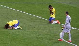 Jogadores do Brasil lamentam derrota contra a Alemanha em Belo Horizonte. 08/07/2014
