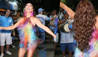 Sabrina Sato apostou em um vestido de quase R$ 10 mil para ensaio de rua da Vila Isabel em 18 de janeiro de 2023 para o carnaval 2023.