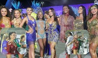 Encontro das rainhas do Carnaval 2024! Lexa, Viviane Araujo, Fabíola Andrade e mais famosas arrasam com decote e brilho em gravação da Globo.