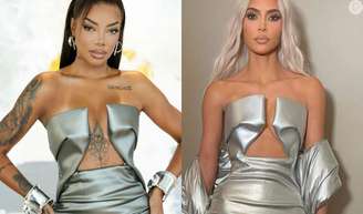 Quem vestiu melhor? Ludmilla repete look futurista de R$ 11 mil já usado por Kim Kardashian no Prêmio Lo Nuestro.