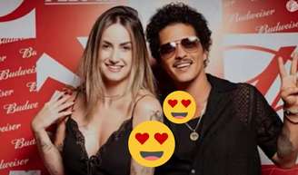 Mari Palma tirou foto com Bruno Mars durante show em São Paulo, no Brasil.