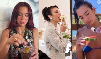 Dua Lipa na cozinha: cantora viraliza com receitas inusitadas que vão de picles com refrigerante até melancia com pimenta.