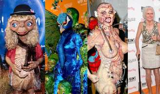 Rainha do Halloween! E.T., pavão, idosa e mais: os 10 looks mais icônicos e bizarros de Heidi Klum para o Dia das Bruxas.