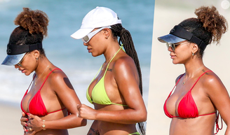 Brunna Gonçalves exibe barriga de gravidez com detalhe que chama atenção da web em dia de praia com Ludmilla. Fotos!.