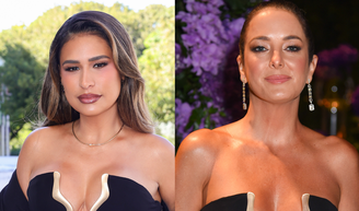 Quem vestiu melhor? Ticiane Pinheiro repete vestido com decote profundo usado por Simone Mendes no Grammy Latino. Veja fotos!.