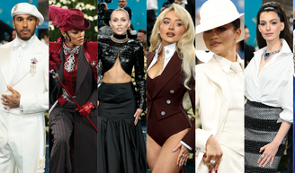 Alfaiataria, broches luxuosos e estilo negro: +25 looks IMPERDÍVEIS que definiram o Met Gala 2025.