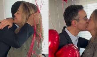 César Tralli citou sua mãe em comemoração do aniversário de 49 anos da mulher, Ticiane Pinheiro: 'Que Deus te proteja, te abençoe e que continue assim linda por fora e especialmente por dentro'.