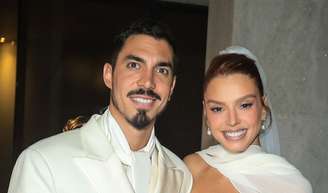 Casamento de Giovanna Lancellotti e Gabriel David: 'Essa celebração é sobre o encontro do nosso amor', afirmou atriz após selar união com presidente da Liesa.