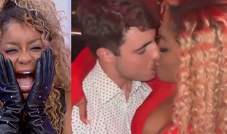 ‘Foi uma delícia’: Cariúcha, de 41 anos, rasga elogios a João Augusto, filho de Gugu, de 23, após beijão em festa.