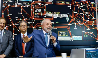 Lula na sede do Operador Nacional do Sistema Elétrico (ONS), em Brasília (DF).