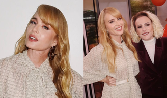 Feito na Itália e com fios metálicos: descobrimos o preço do look elegante e neutro de Angélica no 'Mais Você' - e está com desconto!.