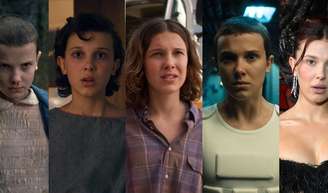 Millie Bobby Brown antes e depois: veja a transformação da atriz da primeira à quinta temporada de 'Stranger Things'.