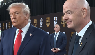 Trump ao lado do presidente da Fifa, Gianni Infantino