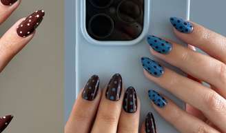 Polka dots nails: nas décadas de 50 e 60, nossas avós usavam essa estampa em roupas; agora, ela virou sinônimo de manicure elegante.