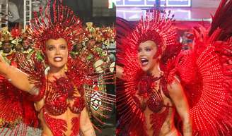 Virginia dribla incômodo com fantasia gigantesca em estreia como Rainha de Bateria e troca acessório; compare fotos!.