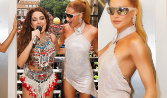 Pós-Carnaval chic! Marina Ruy Barbosa elege vestido prateado futurista para o Bloco da Anitta 2026; veja fotos.