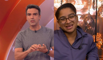 As 4 palavras HILÁRIAS de ‘Tia’ Milena ao ser acordada por Tadeu Schmidt com o ‘BBB 26’ ao vivo à tarde.