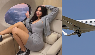 Quarto, cozinha e até regras a bordo: o jatinho de R$ 500 milhões de Kim Kardashian é uma verdadeira mansão nos céus.