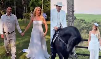 Botas com corselet & vestido fluido romântico: Ana Hickmann arrasa em ensaio pré-wedding com Edu Guedes com propostas diferentes.
