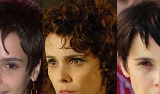 Débora Falabella em fotos de 'Avenida Brasil', 'A Mulher Invisível e 'O Clone' da direita para a esquerda.