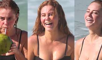 Paolla Oliveira, de maiô invertido, se refresca em praia do Rio no feriado da Sexta-feira Santa, 3 de abril de 2026.