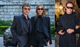 Casais estilosos! Sasha Meneghel e João Lucas investem em alfaiataria elegante, e Isadora Cruz aposta em look dark e texturizado com o namorado no Rio Fashion Week.