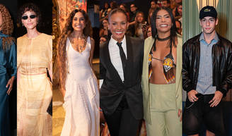 Top de onça de miçangas, terninho clássico e vestido boho: Camila Pitanga, ex-BBBs Maxiane e Marciele e mais famosos roubam a cena no Rio Fashion Week 2026; veja + de 20 fotos.