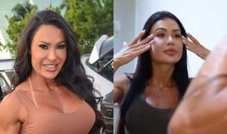 Gracyanne Barbosa antes e depois: ex-BBB retira preenchimentos do rosto, aposta em procedimentos tecnológicos e é confundida com Kim Kardashian.
