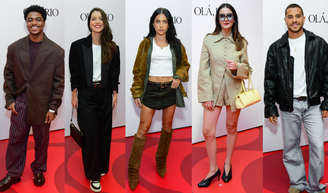 Minissaia com botas de camurça, alfaiataria e conjunto pastel: os looks de Jade Picon, Nathalia Dill, Valentina Herszage e mais famosos em evento de moda no RJ.