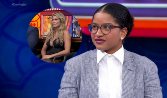 Lívia Andrade parece não ter gostado da participação de tia Milena no 'Domingão'.