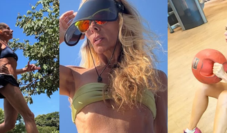 Adriane Galisteu, 53 anos, sobre dieta e rotina de treinos: ‘O segredo? É viver! Tenho meus momentos para tudo, mas tenho foco’.