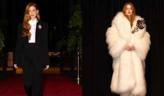 Do smoking elegante ao slip dress Alta Costura dramático: Marina Ruy Barbosa faz 'dobradinha fashion' de looks ao lançar novo filme em Campos do Jordão (SP).