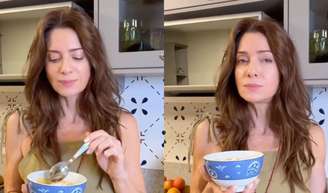 Aos 52 anos, Letícia Spiller toma iogurte proteico com manga e granola na dieta: 'Salva a rotina'.