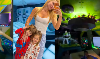 Nem Disney, nem parque: os quartos das filhas de Virgínia Fonseca em Orlando têm LEDs, nave espacial, escorregador e até piso que acende! Aos detalhes.