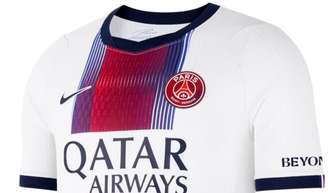 Camisa 2 do PSG será branca com detalhes em vermelho e azul em degradé – Divulgação