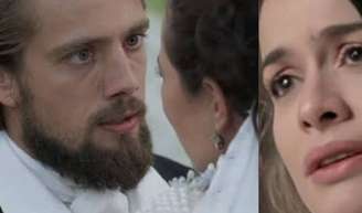 Casamento de Melissa e Felipe termina em barraco na novela 'Além do Tempo'.