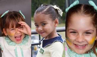 Maria Alice e Maria Flor, filhas de Virgínia, e Mavie, filha de Neymar, roubaram a cena na torcida pelo Brasil na Copa.
