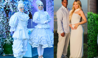 Paleta de cores azul e branco, árvores de mais de 2m, urso gigante e personagens vivos: chá de bebê do filho de Endrick e Gabriely impressiona; casal revela o nome do menino com a 11ª letra do alfabeto.
