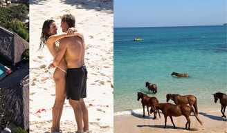 O hotel de luxo na Indonésia onde Alessandra Ambrósio ficou noiva: coração de pétalas, cavalos no mar e diárias de até R$ 80 mil.