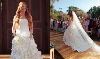 Feito à mão, vestido de noiva de Viih Tube que emocionou Eliezer em casamento tem saia 'de cair o queixo' e demorou 6 meses para ficar pronto, segundo estilista.