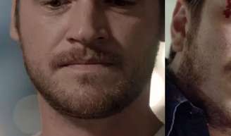 Pedro (Emilio Dantas) bate em Afonso (Caio Paduan) ao achar que ele tem um caso com Livia (Alinne Moraes) em 'Além do Tempo'.