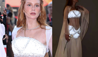 Bem-vinda de volta, Amália! Marina Ruy Barbosa revive ‘Deus Salve o Rei’ com vestido branco transparente, corset e 2.160 cristais que brilham em Veneza. Fotos!.