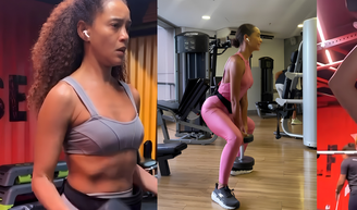 Taís Araújo, aos 47 anos hoje, sobre rotina de exercícios: 'Treinar o corpo, do jeito que dá, também faz parte do nosso plano de independência'.