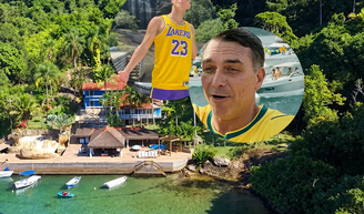 Com 11 suítes, exuberante praia privativa, heliponto e muito luxo: essa mansão na Ilha Comprida, em Angra dos Reis, foi comprada por famosa cantora na década de 1970; hoje, é o alvo da disputa Richarlison x Flávio Bolsonaro.